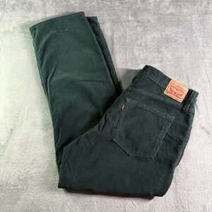 Levi's 94 Baggy Corduroy Pants Womens 34x30 Forest Green High Rise Wide Leg